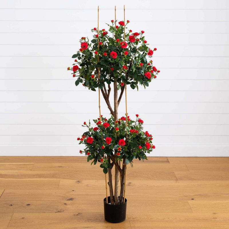 Nearly Natural 5-ft Mini Rose Silk Tree