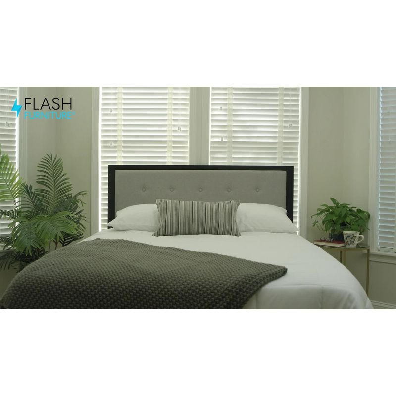 Flash Furniture Bristol Metal Tufted Upholstered King Size Headboard in Light Gray Fabric