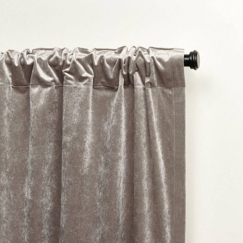 Set of 2 (84"x52") Velvet Heavyweight Hidden Tab Top Curtain Panels Taupe - Exclusive Home: Light Filtering Window Curtains