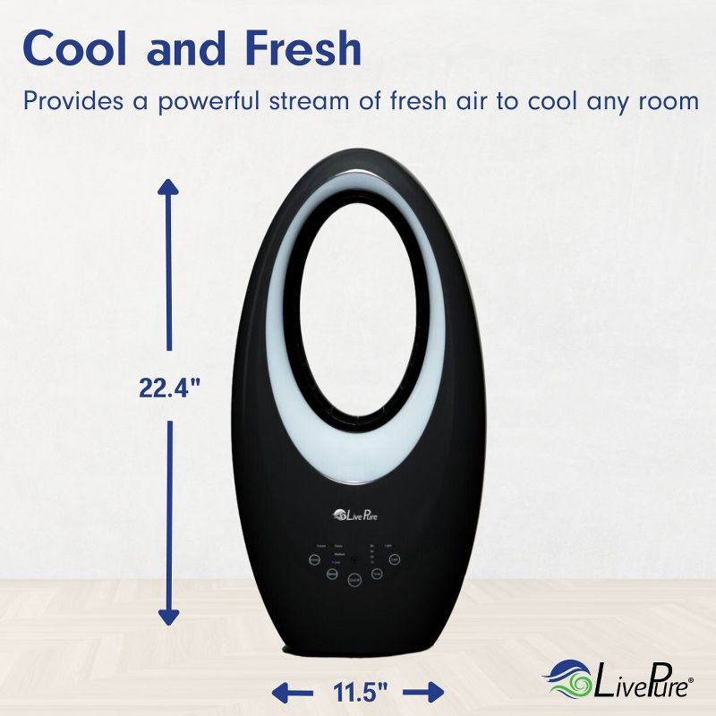 LivePure Bladeless Auto-Duster, Oscillating Fan w/Filter, Air Circulator, Sage