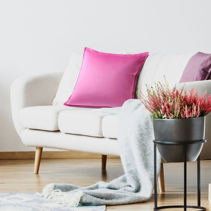 PiccoCasa Sofa Couch Decorative Soft Velvet Square Solid Throw Pillow Cover Hot Pink 18"x18"
