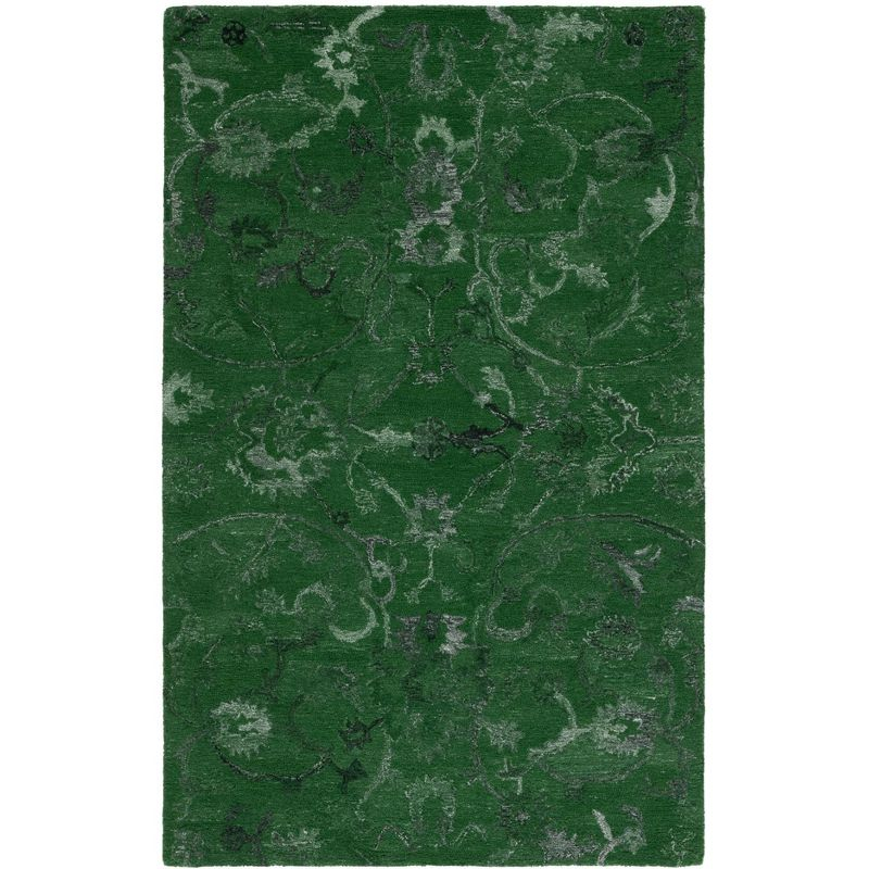 Anatolia AN401 Handmade Tufted Area Rug - Dark Green - 4' X 6' - Safavieh
