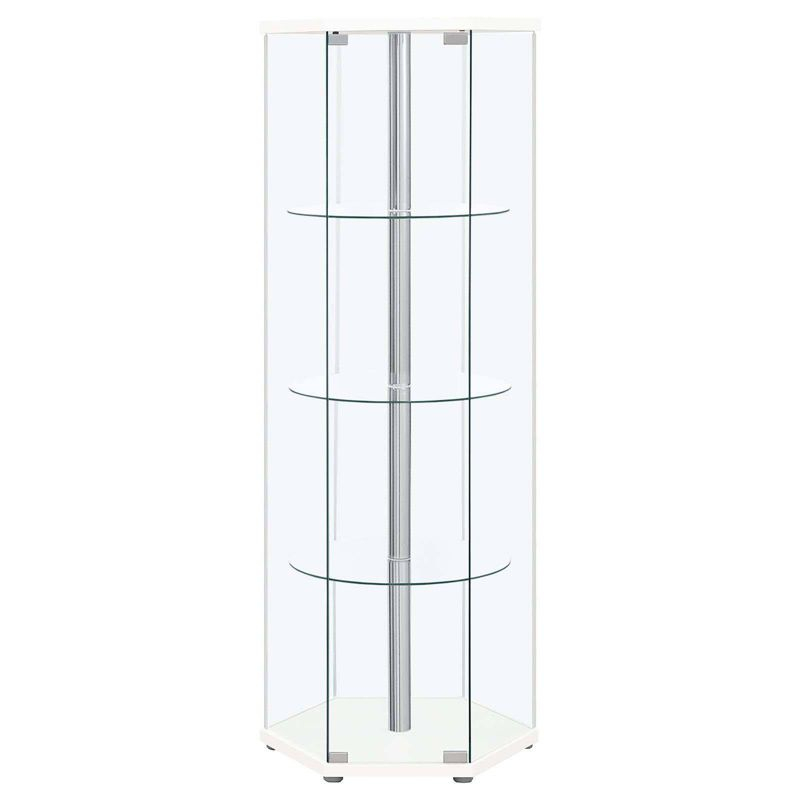 Coaster Zahavah Modern 4 Shelf Hexagon Shaped Glass Curio Cabinet White/Clear