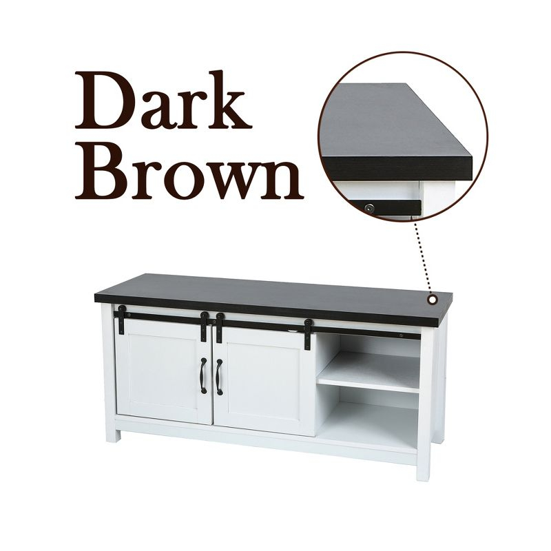 LuxenHome Modern Farmhouse White with Dark Brown 47.3" Wide TV Stand for TVs Up To 55-Inch