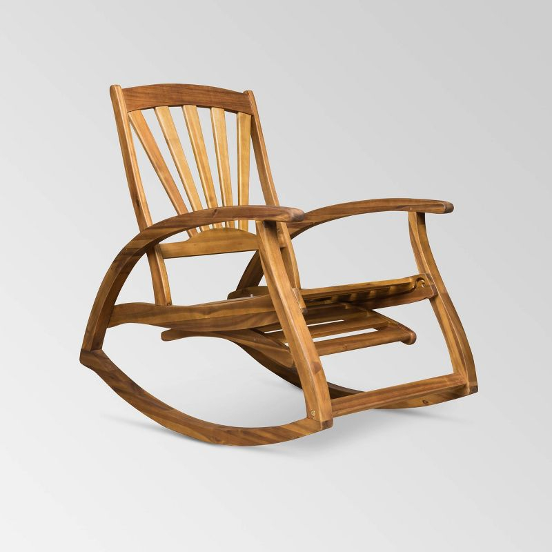 Sunview Acacia Wood Recliner Rocking Chairs - Teak - Christopher Knight Home: Weather-Resistant Patio Furniture with Footrest