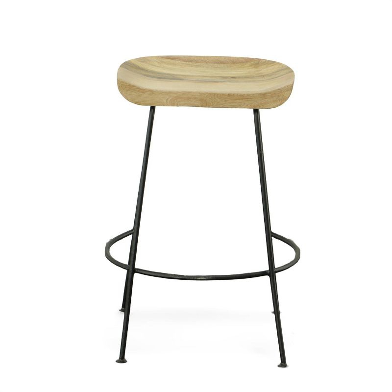 Carolina Living 24.5" Bryson Counter Height Barstool Natural/Black: Set of 2, Metal Frame, Fixed Height