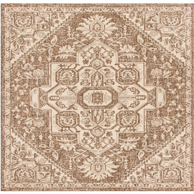 Beach House BHS138 POWER LOOMED Indoor/Outdoor Area Rug - Cream/Beige - 4'x4' - Safavieh