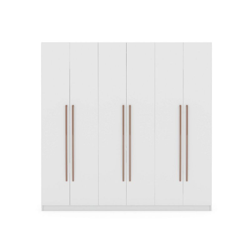 Gramercy Wardrobe Armoire Closet White - Manhattan Comfort: Bedroom Storage, 2 Drawers, 6 Doors