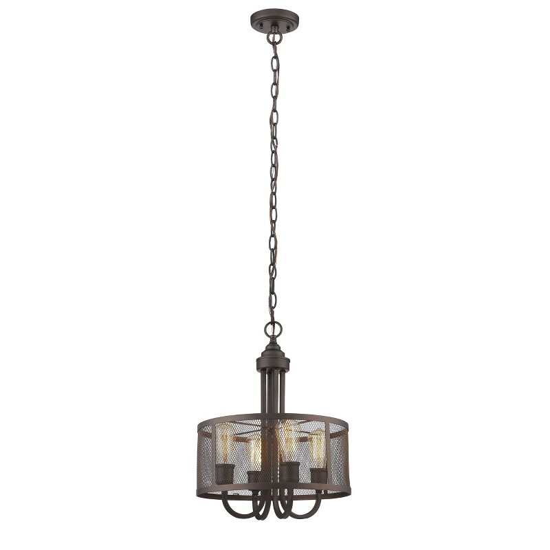 Chloe Lighting Ironclad Industrial-Style 4 Light Rubbed Bronze Ceiling Pendant 16" Wide
