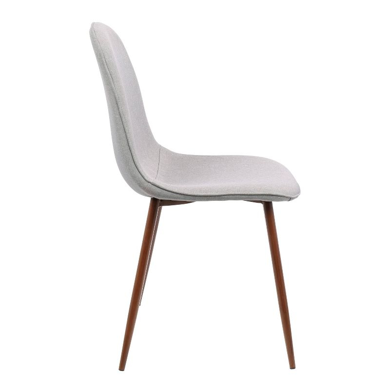 Set of 2 Pebble Mid-Century Modern Dining Accent Chairs Walnut/Light Gray: Upholstered Metal Frame - LumiSource