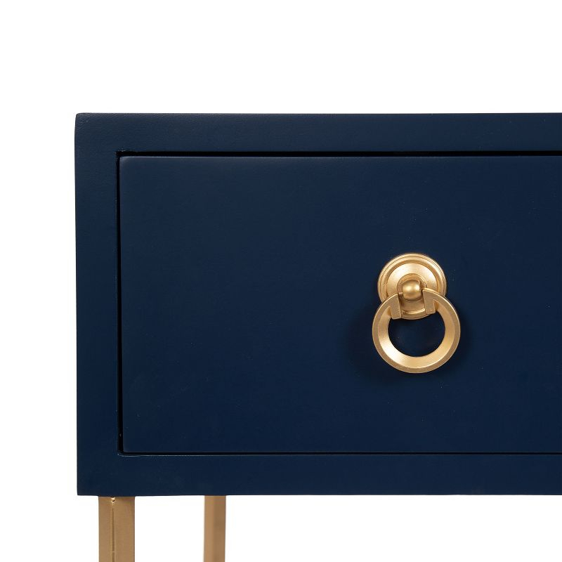 Kate and Laurel Decklyn Square MDF Tea Table, 11.75x11.75x30, Navy Blue