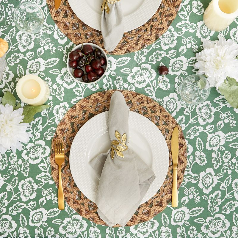 Design Imports  Artichoke Green Floral Print Outdoor Tablecloth 60 Round
