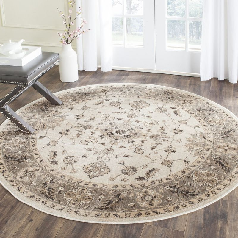 Vintage VTG168 Power Loomed Indoor Area Rug - Stone/Mouse - 6' round - Safavieh.