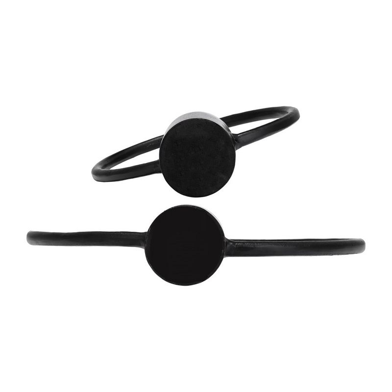 Sagebrook Home Set of 2 Metal Decorative Ring Candle Holders - Contemporary Abstract Black Aluminum Ring