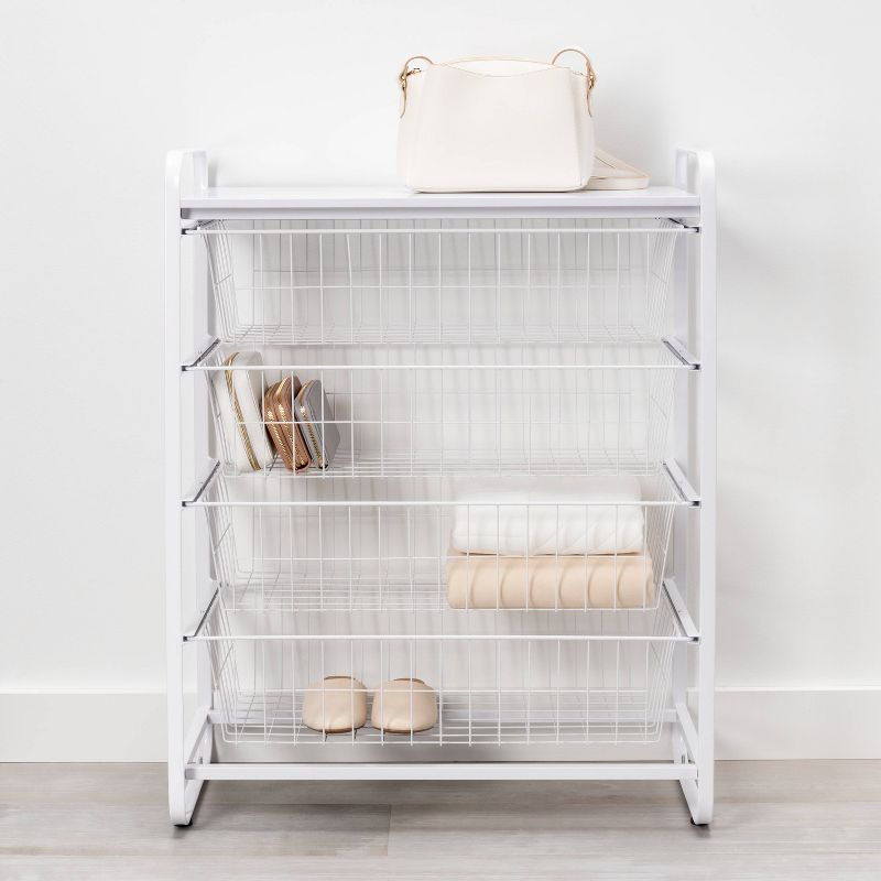 4 Drawer Metal Storage Organizer White - Brightroom™: Steel Utility Storage, Fixed Shelves, Universal Wire Drawers
