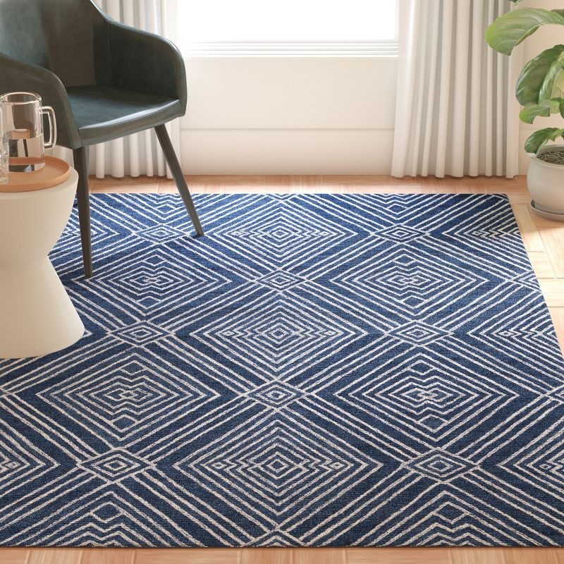 Micro-Loop MLP608 Hand Tufted Area Rug - Navy/Ivory - 4'x6' - Safavieh.