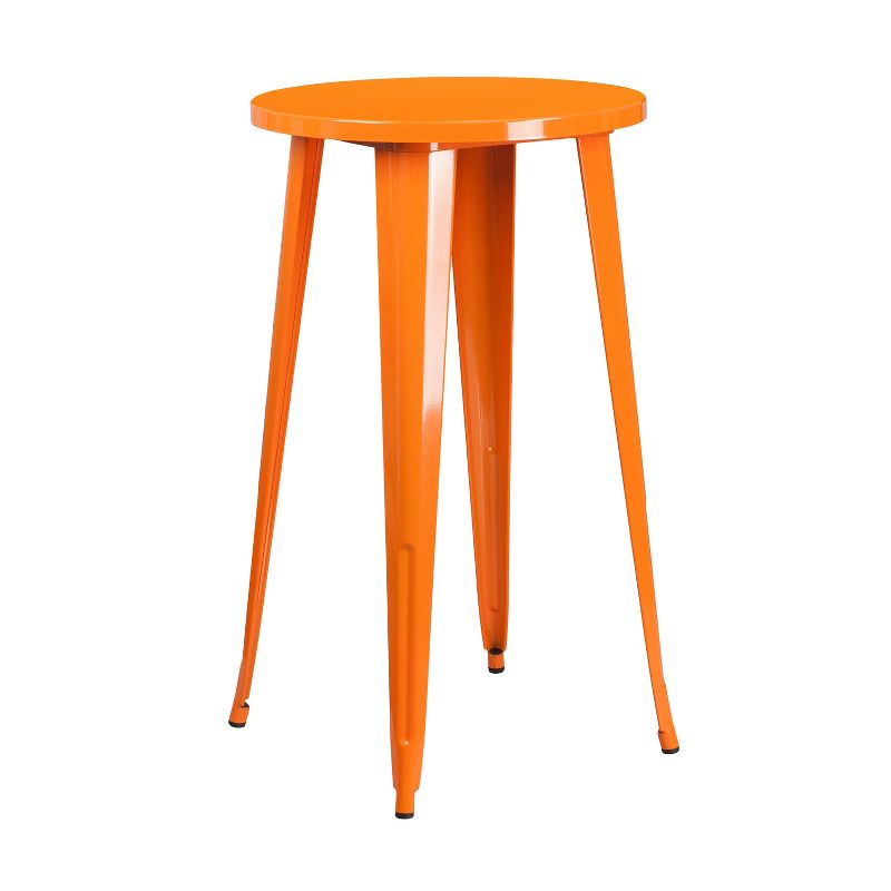 Flash Furniture Commercial Grade 24" Round Orange Metal Indoor-Outdoor Bar Height Table
