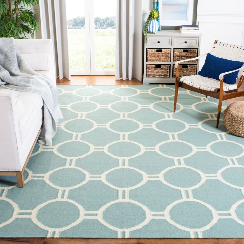 Dhurries DHU636 Hand Woven Area Rug - Light Blue/Ivory - 8'x10' - Safavieh.
