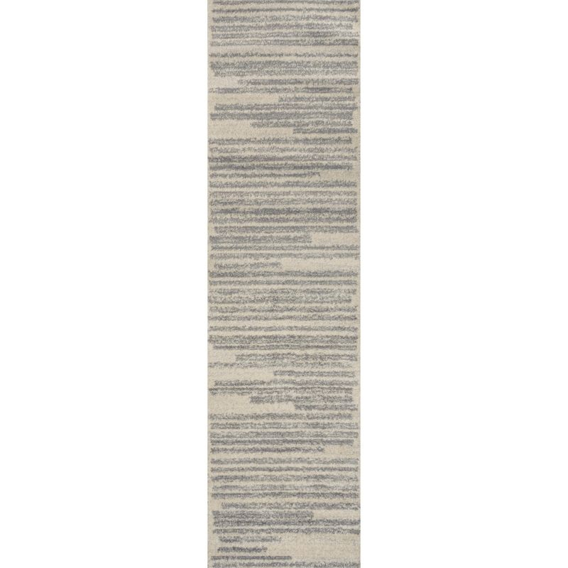 JONATHAN Y Khalil Modern Berber Stripe Cream/Gray 2 ft. x 8 ft. Runner Rug
