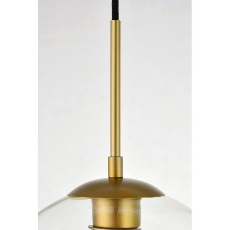 Elegant Lighting Baxter 3 Lights Brass Pendant With Clear Glass