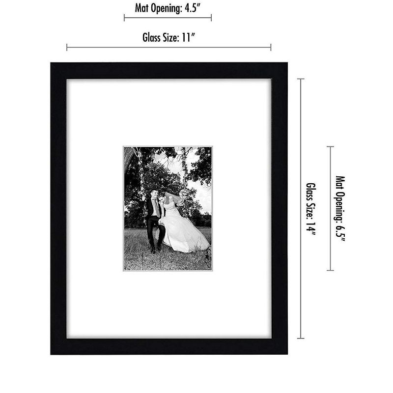 Americanflat 11x14 Picture Frame in Black - Displays 5x7 With Mat and 11x14 Without Mat - Composite Wood with Shatter Resistant Glass