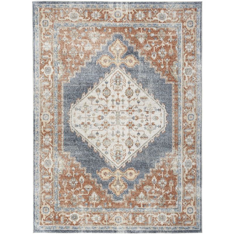 Nourison Astra Machine Washable Vintage Persian Indoor Rug Denim Multi 5'3" x 7'