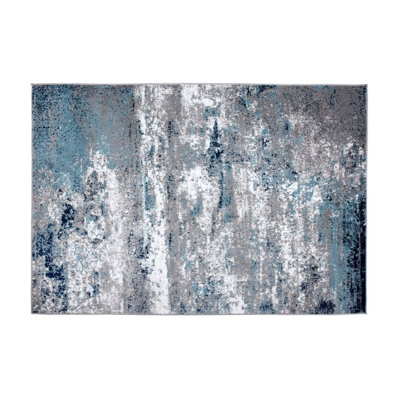 World Rug Gallery Distressed Abstract Watercolor Blue 2' x 3' Area Rug