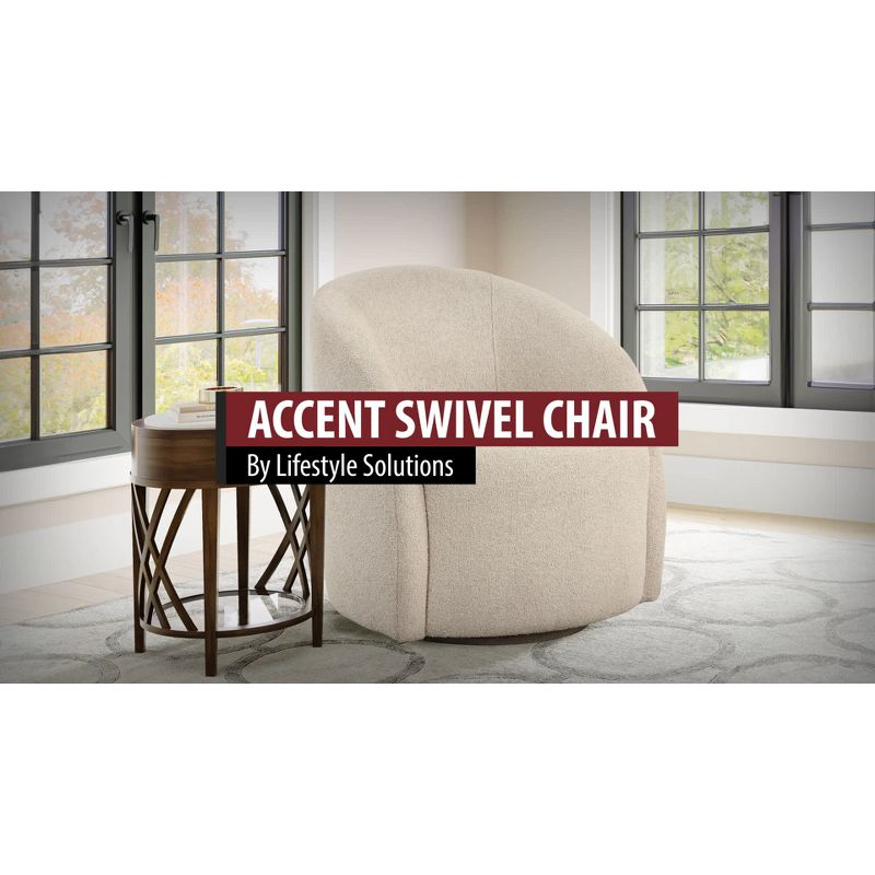 Lifestyle Solutions Bournemouth Swivel Accent Chair GrayBoucle: Minimalist Design, High-Density Foam, Solid Hardwood