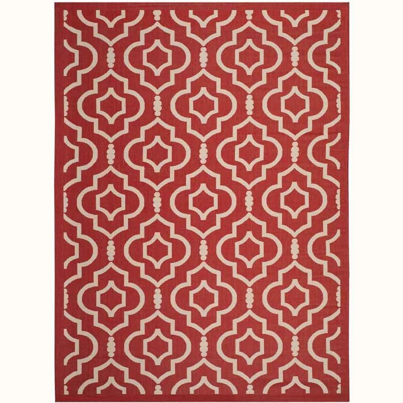 Courtyard CY6926 Power Loomed Indoor and Outdoor Area Rug - Red/Bone - 9'x12' - Safavieh