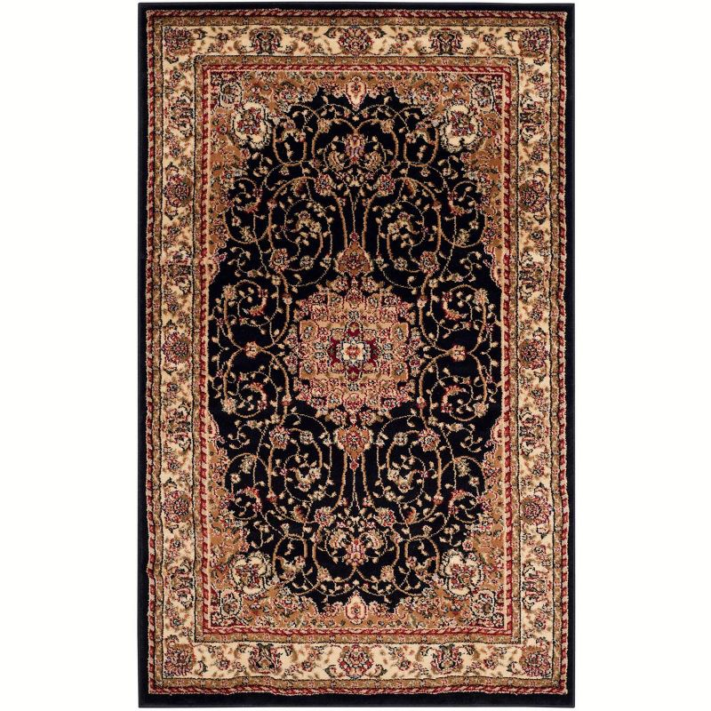 Lyndhurst LNH329 Power Loomed Area Rug - Black/Ivory - 4'x6' - Safavieh