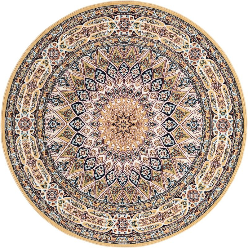 Unique Loom Narenj Collection Area Rug - Adams (5' 1" Round Beige/Blue)
