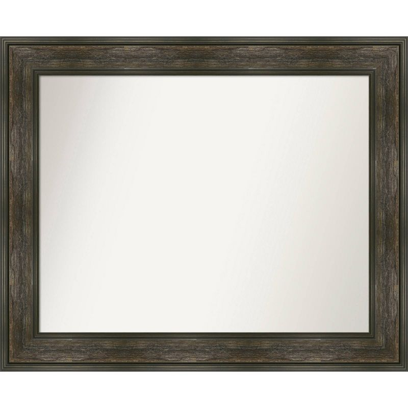 34" x 28" Non-Beveled Rail Rustic Char Wall Mirror - Amanti Art: Rectangle, Polystyrene Frame, Wall Mounted