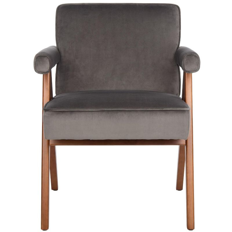 Suri Mid Century Arm Chair - ACH4508 - Dark Grey/Walnut - Safavieh