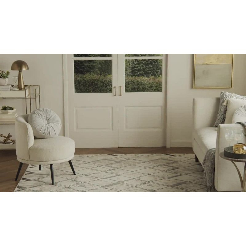 Nourison Glam 5'3" x 7'3" Ivory/Taupe Mid-Century Modern Indoor Rug