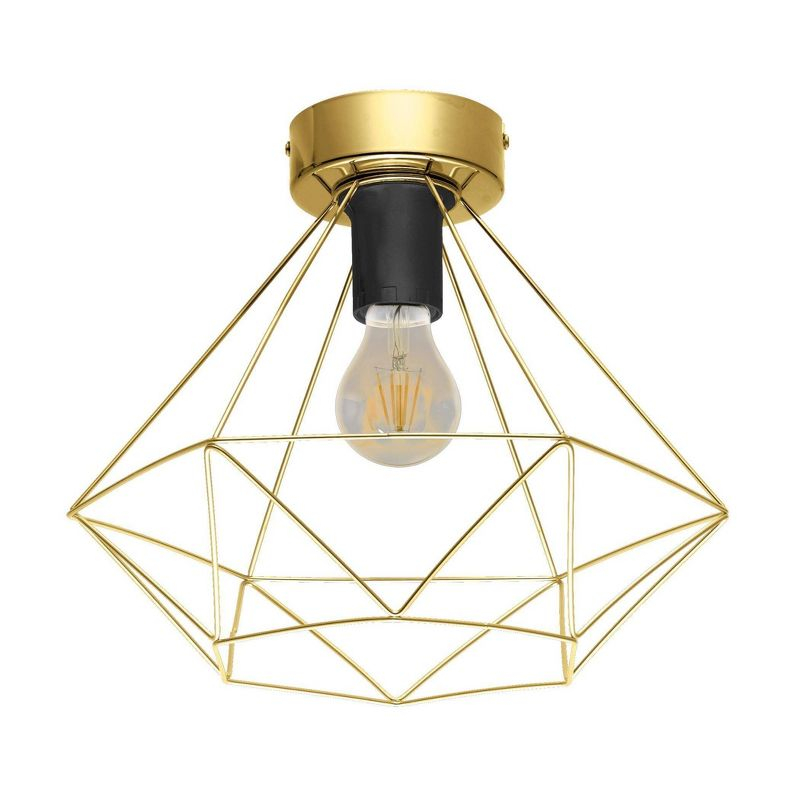 Tarbes Geometric Ceiling Light Brushed Brass Finish - EGLO: Vintage Edison Bulb Compatible, ETL Listed