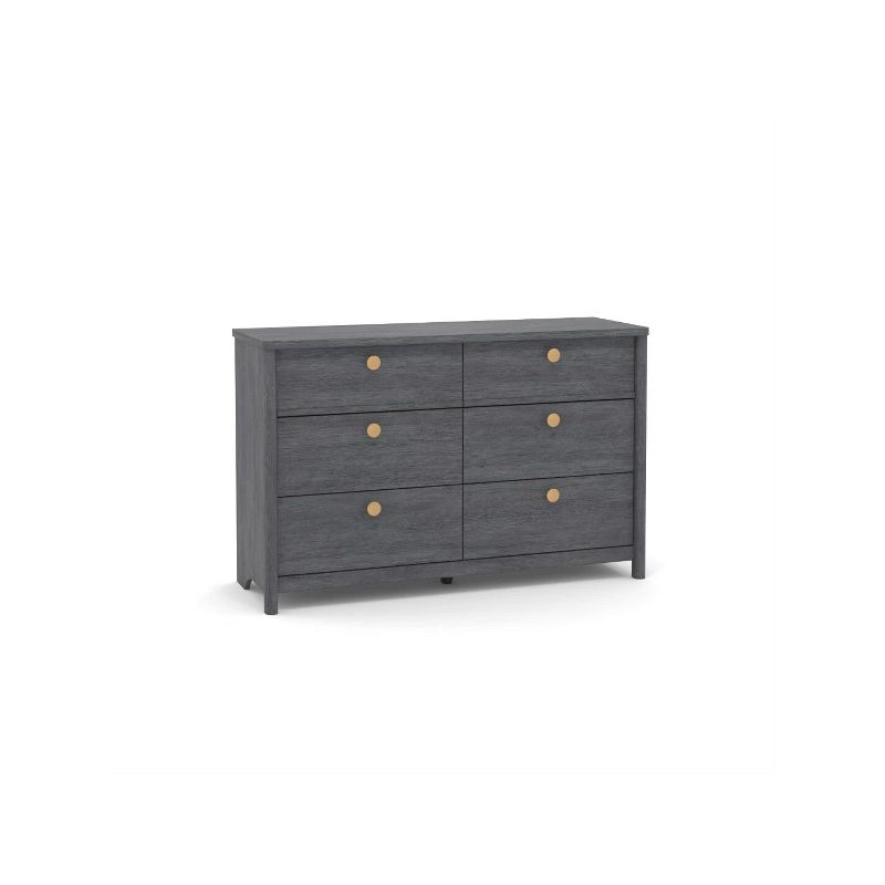 Dover Edge 6 Drawer Dresser Glacier Oak - Sauder: Vintage Style MDF Bedroom Storage with Metal Hardware