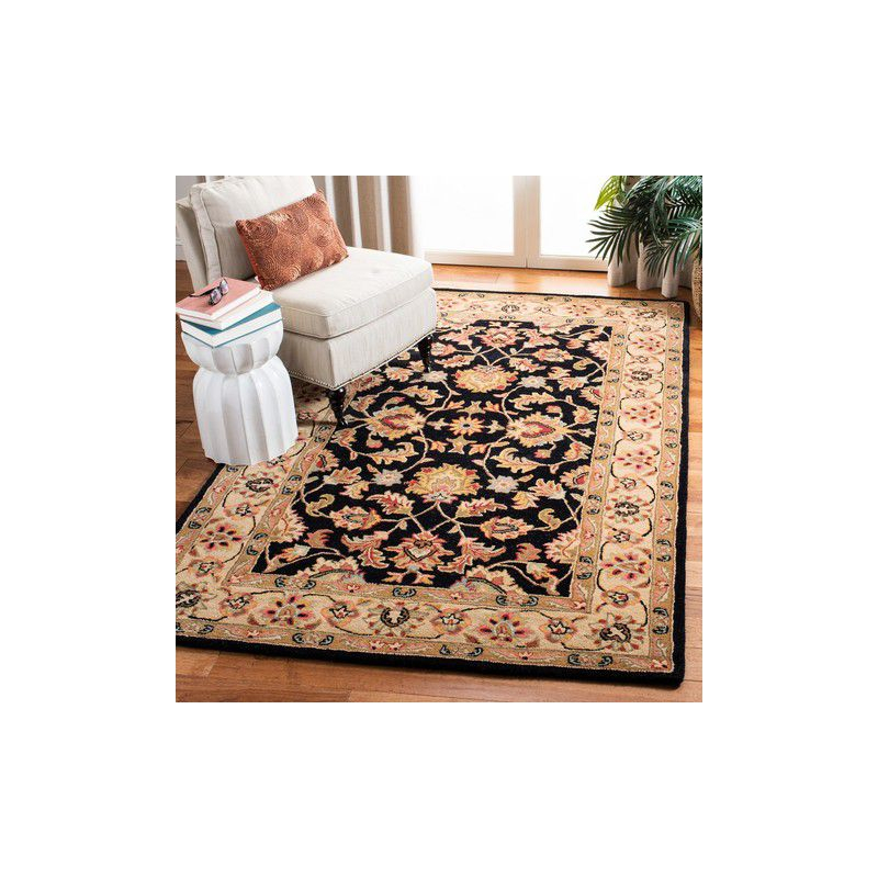 Heritage HG957 Handmade Area Rug - 4'x6' - Black/Beige - Safavieh