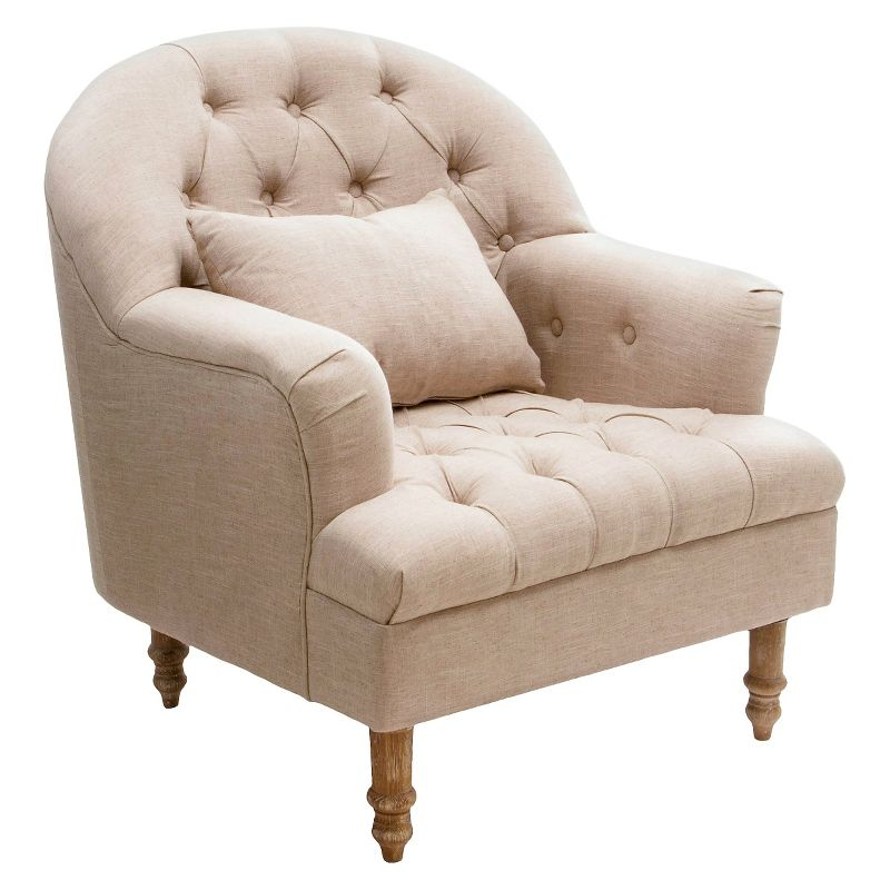 Christopher Knight Home Anastasia Tufted Chair Beige: Upholstered Polyester, Hardwood Frame, Spot Clean
