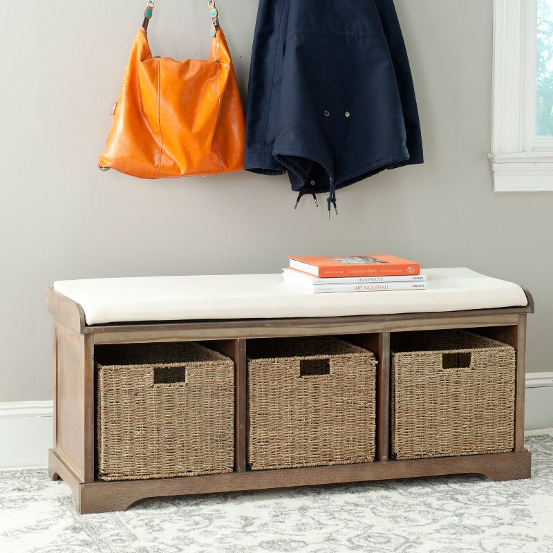 Lonan Wicker Storage Bench - Washed Natural Pine - Safavieh