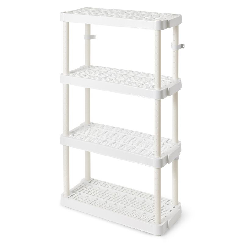 Gracious Living 4 Shelf Adjustable Height Medium Duty Storage Unit 14 x 32 x 54.5" Organizer for Home, Garage, Basement, & Laundry, White (3 Pack)