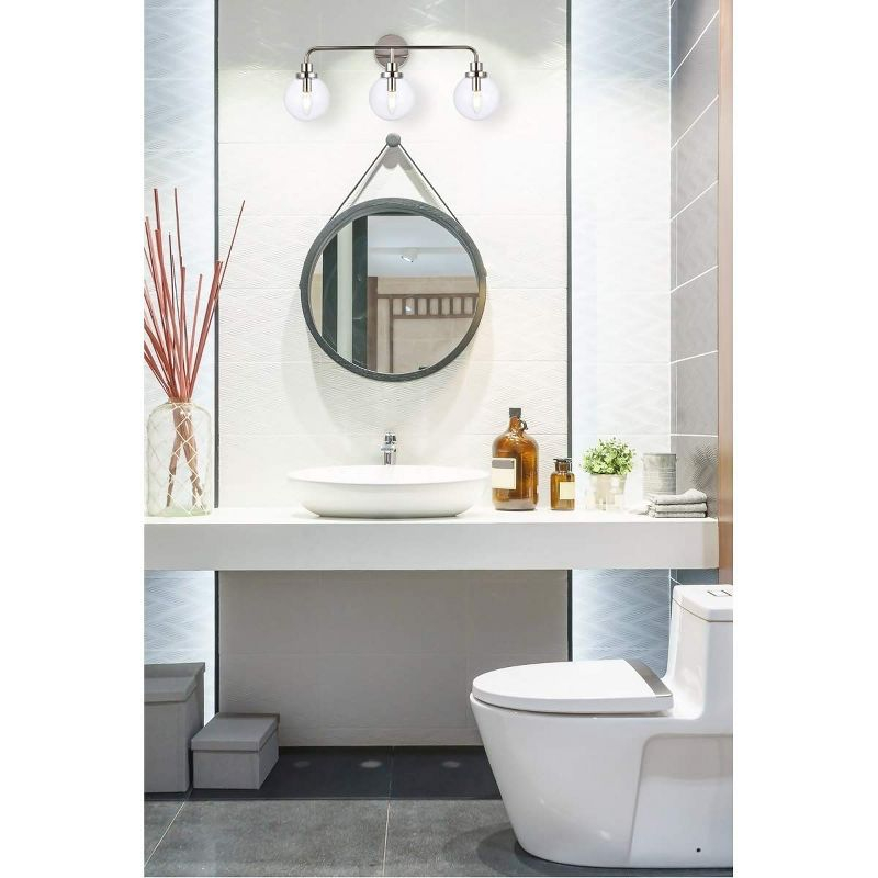 Elegant Lighting Hanson 3 lights bath sconce in polished nickel with clear shade