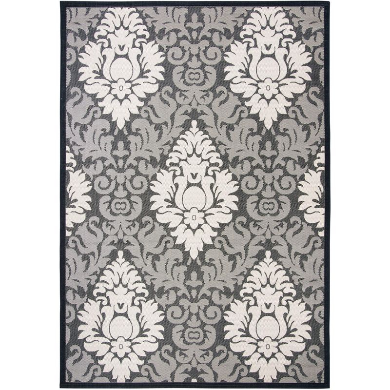 Courtyard CY2714 Power Loomed Indoor and Outdoor Area Rug - Black/Sand - 8'x11' - Safavieh