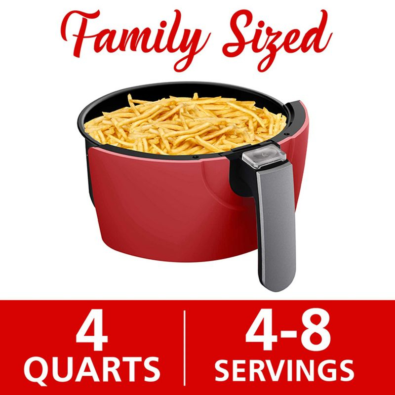 Brentwood Small 1400 Watt 4 Quart Electric Digital Air Fryer with Temperature Control in Red
