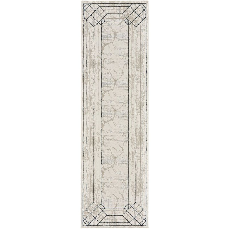 Nourison Glam 2'3" x 7'6" Ivory/Taupe Mid-Century Modern Indoor Rug