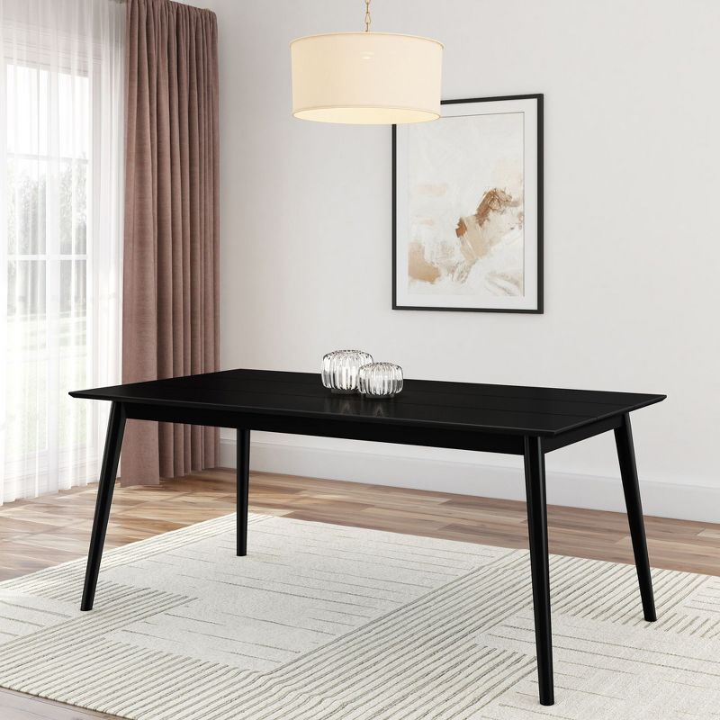 Plank+Beam 72" Mid Century Modern Dining Table, Solid Wood Kitchen & Dining Room Table for 6, Black