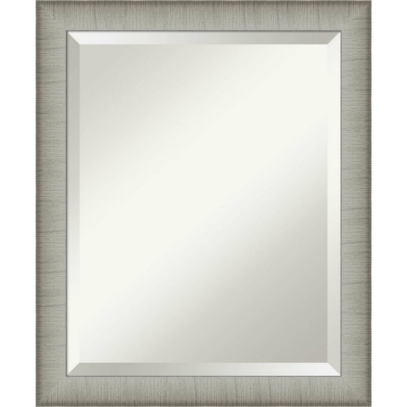 19" x 23" Elegant Brushed Framed Bathroom Vanity Wall Mirror Pewter - Amanti Art: Modern Rectangular Polystyrene, No Assembly Required