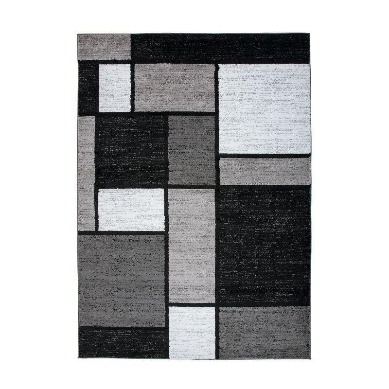 World Rug Gallery Contemporary Modern Boxed Color Block Gray 7'10"x10'2" Area Rug