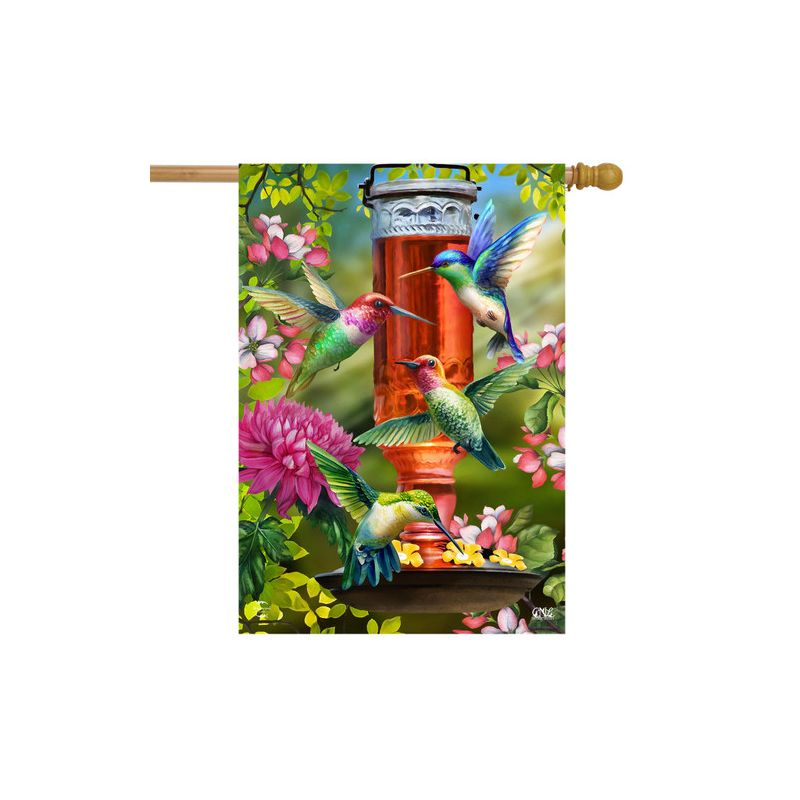 Hummingbird Feeder Spring House Flag Floral 28" x 40" Briarwood Lane