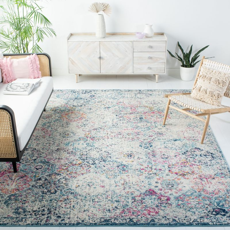 Madison MAD611 Power Loomed Indoor Area Rug - Navy/Teal - 9'x9' - Safavieh