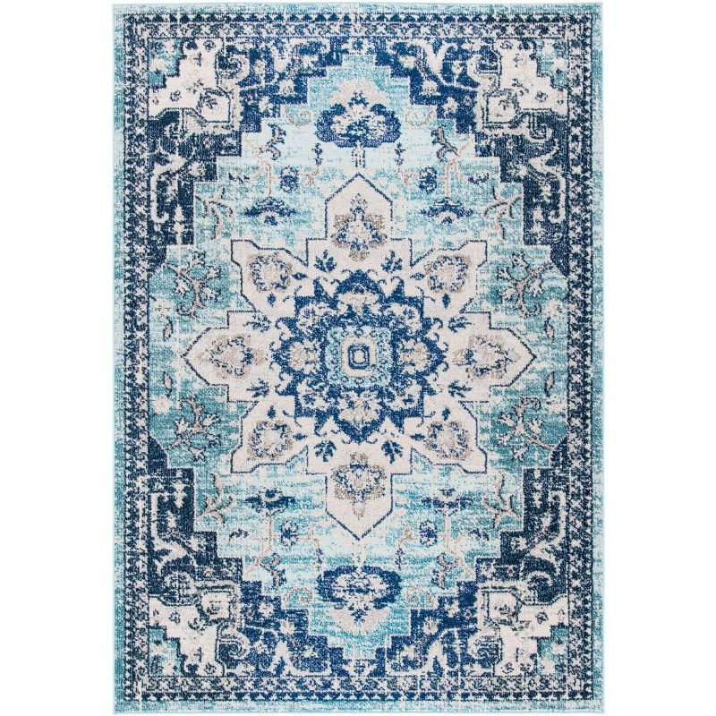 Madison MAD473 Power Loomed Indoor Area Rug - Teal/Navy - 5'3"x7'6" - Safavieh